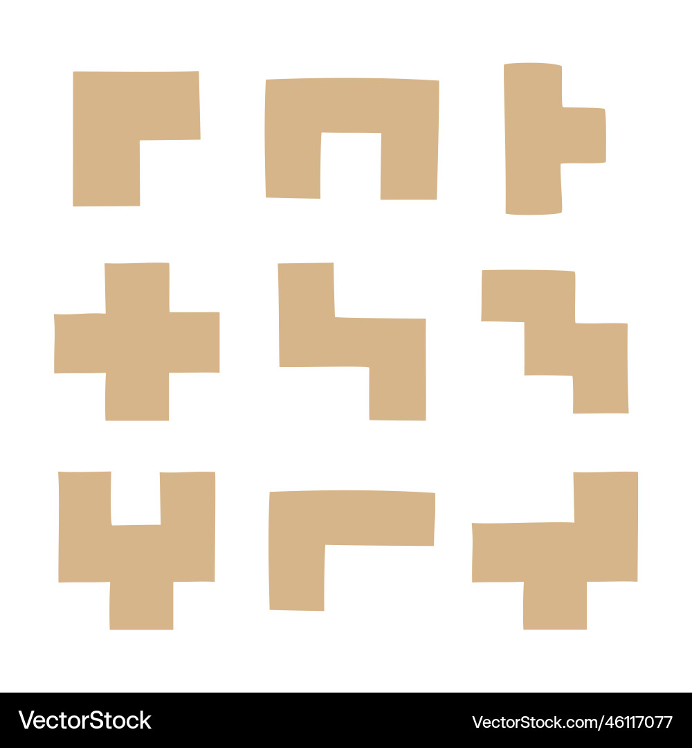 Tetris block game shape set isolated Tetris block game shape set isolated vector image