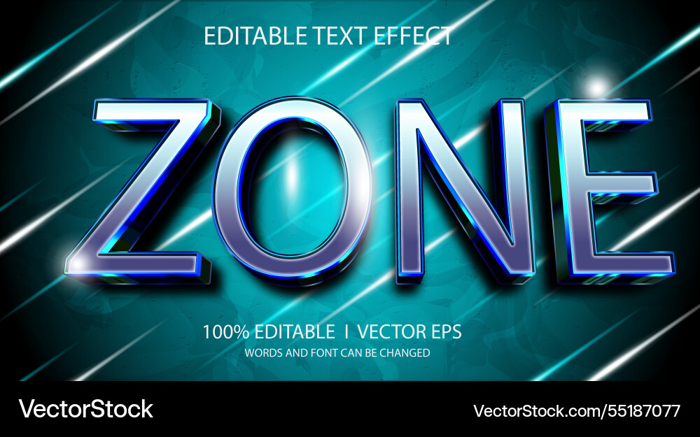 Zone 3d text effect with modern style design Zone 3d text effect with modern style design Vector Image