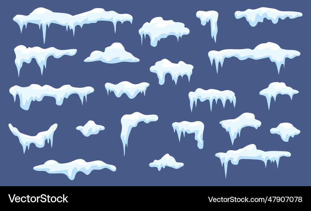 Cartoon snow caps kit flat winter cap Cartoon snow caps kit flat winter cap Vector Image