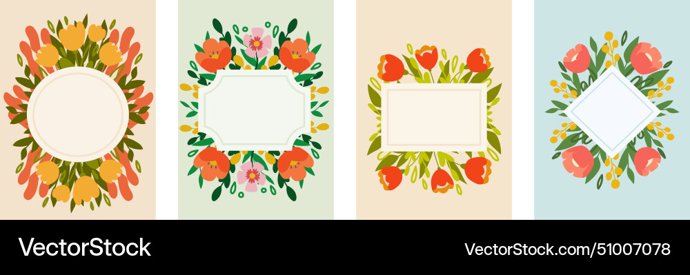 Collection of spring backgrounds with space Vector Image