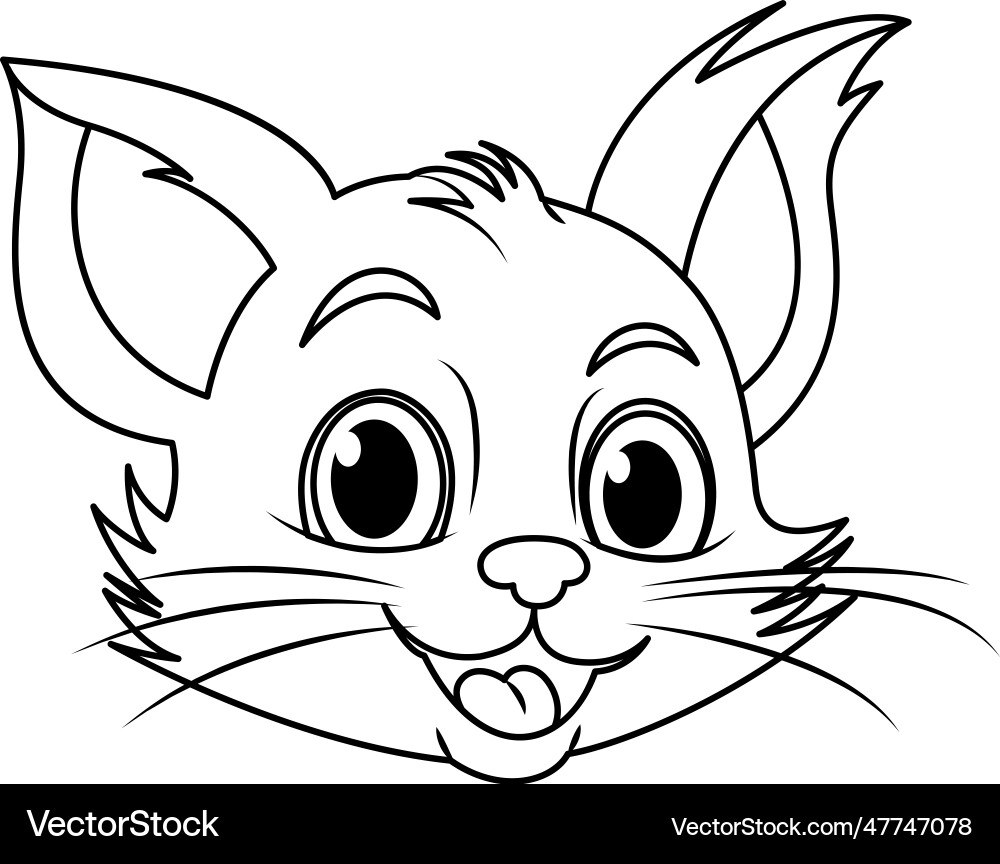 Cute cat face coodle coloring page for children Cute cat face coodle coloring page for children vector image
