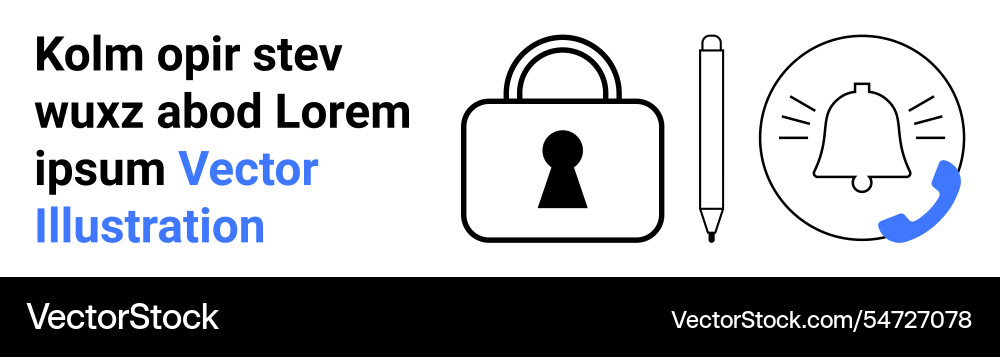Data security and notification concept with lock vector image