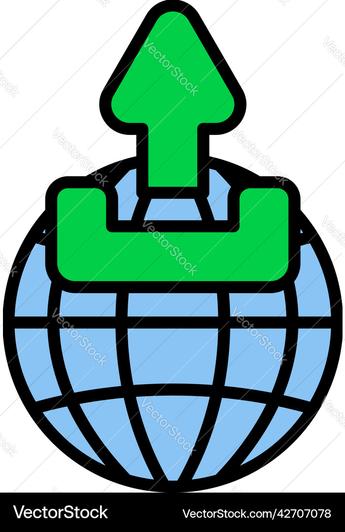 Globe with upload symbol icon Vector Image