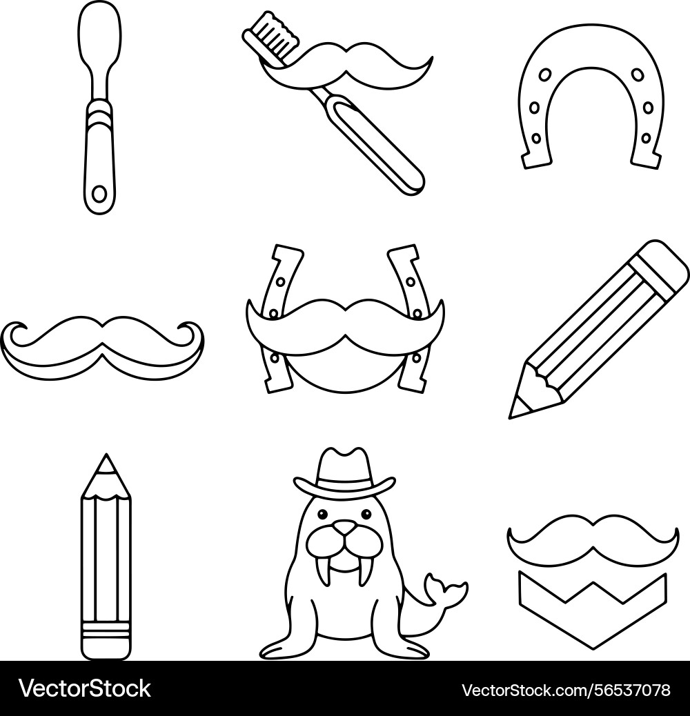 Mustache drawing tutorial learn artistic Mustache drawing tutorial learn artistic Vector Image