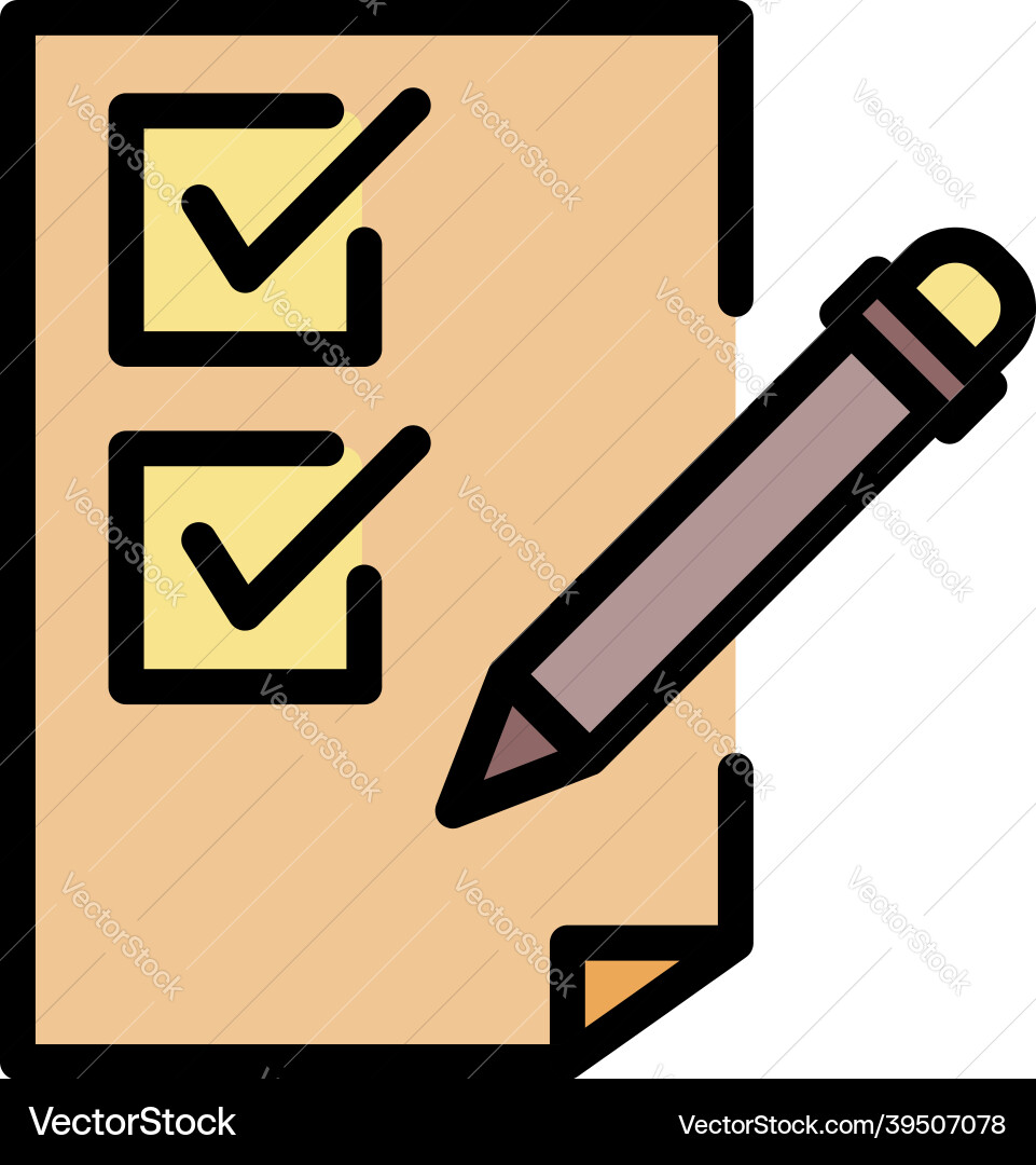 Pencil and checkbox list icon color outline Pencil and checkbox list icon color outline vector image