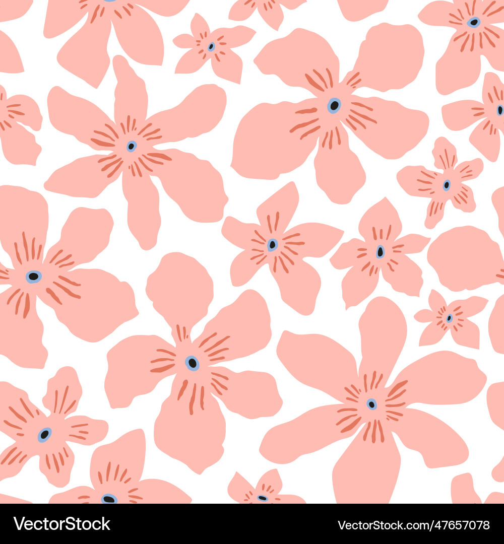 Seamless jungle floral pattern hand drawn Seamless jungle floral pattern hand drawn vector image