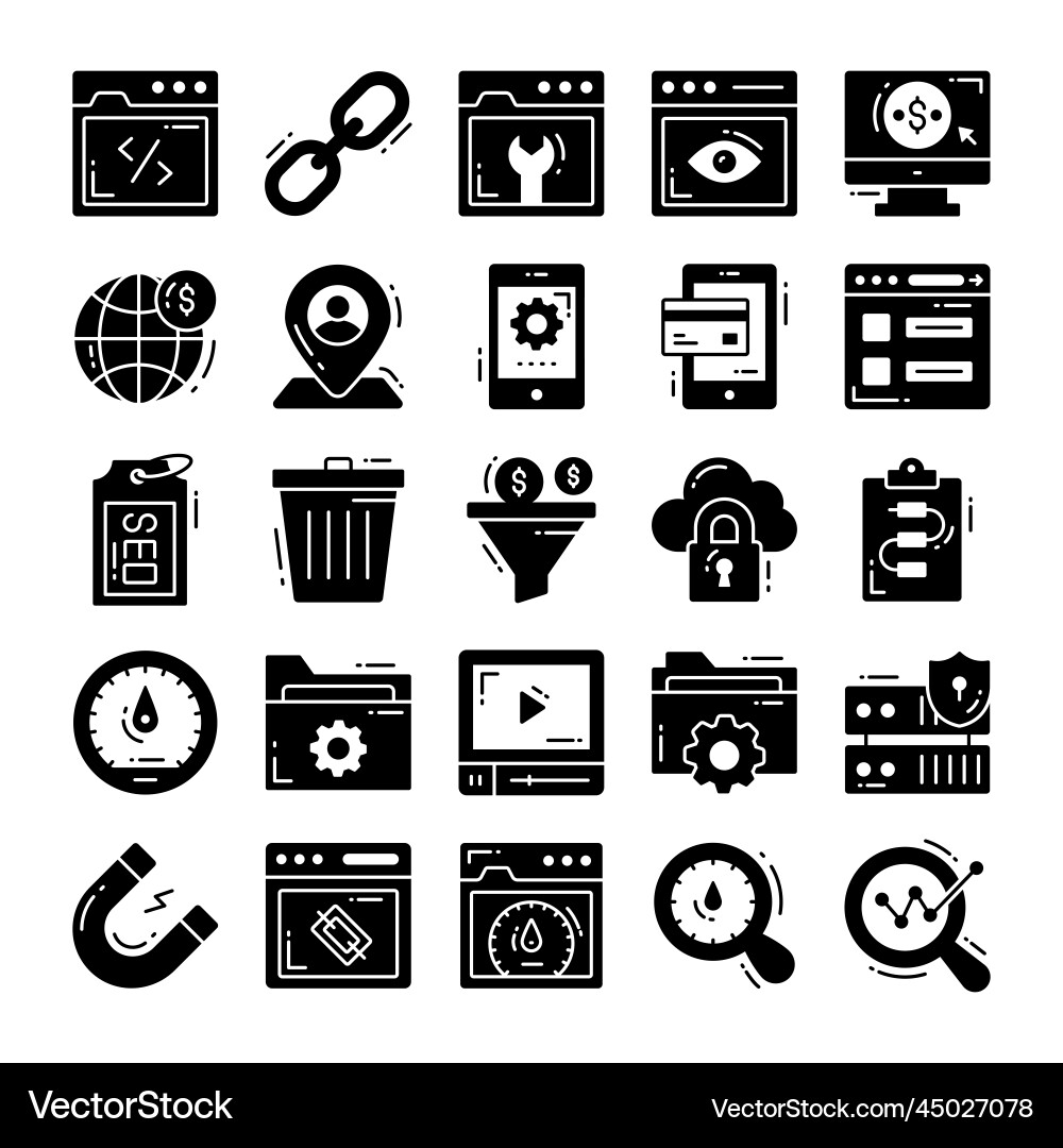 SEO Icon Set - Web & Digital Marketing Vector Image