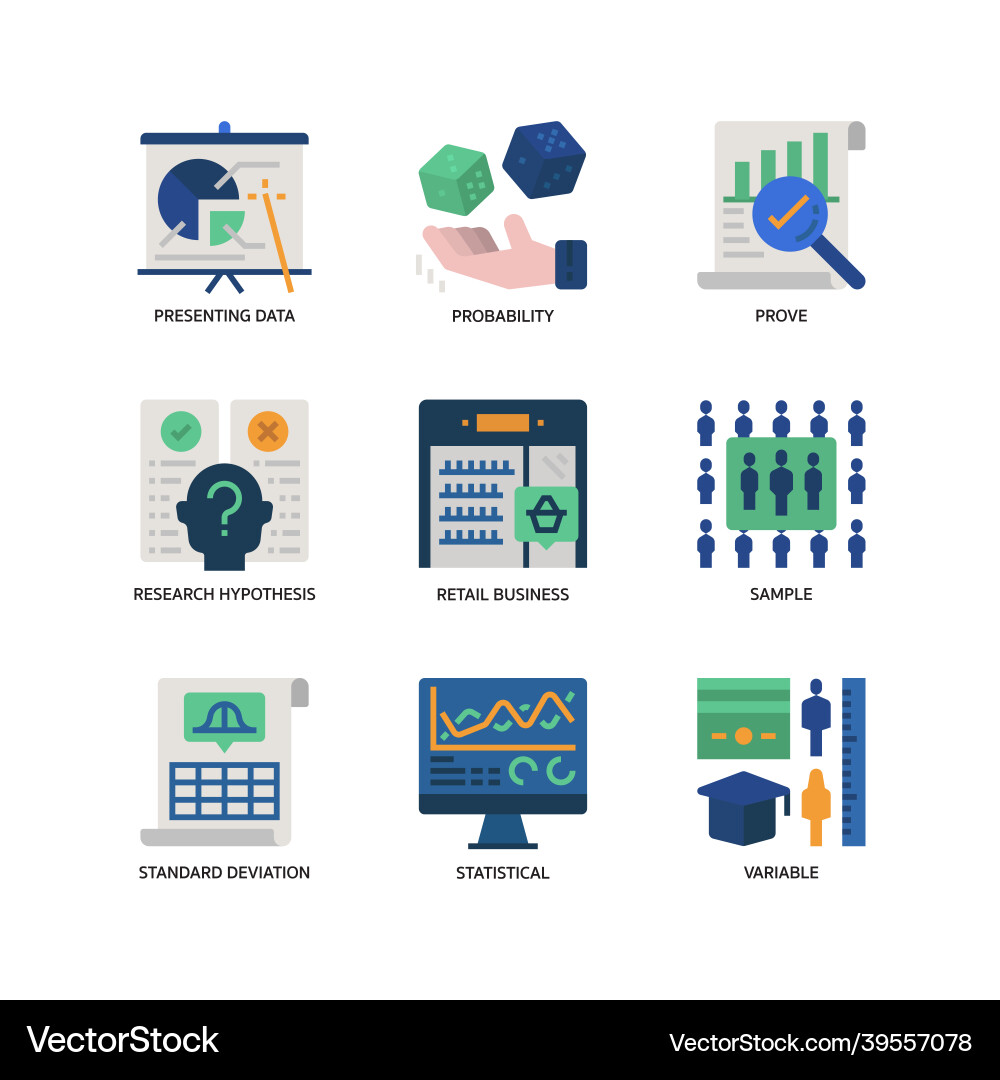 Statistical analysis icons set vector image
