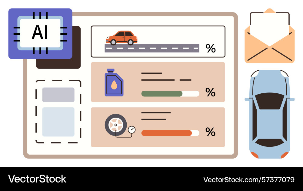 Ai-powered car monitoring dashboard tracking Ai-powered car monitoring dashboard tracking vector image