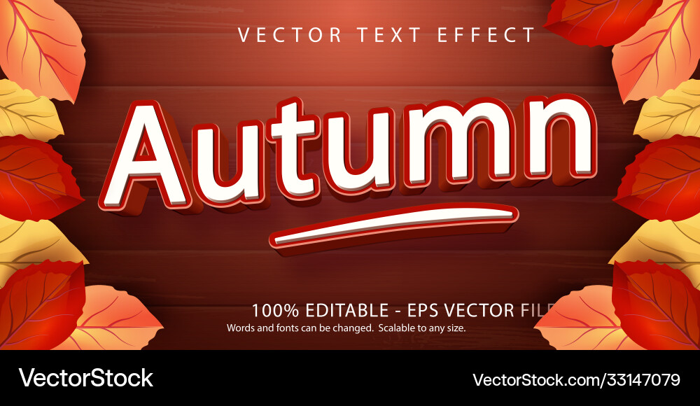 Autumn text style editable effect Vector Image