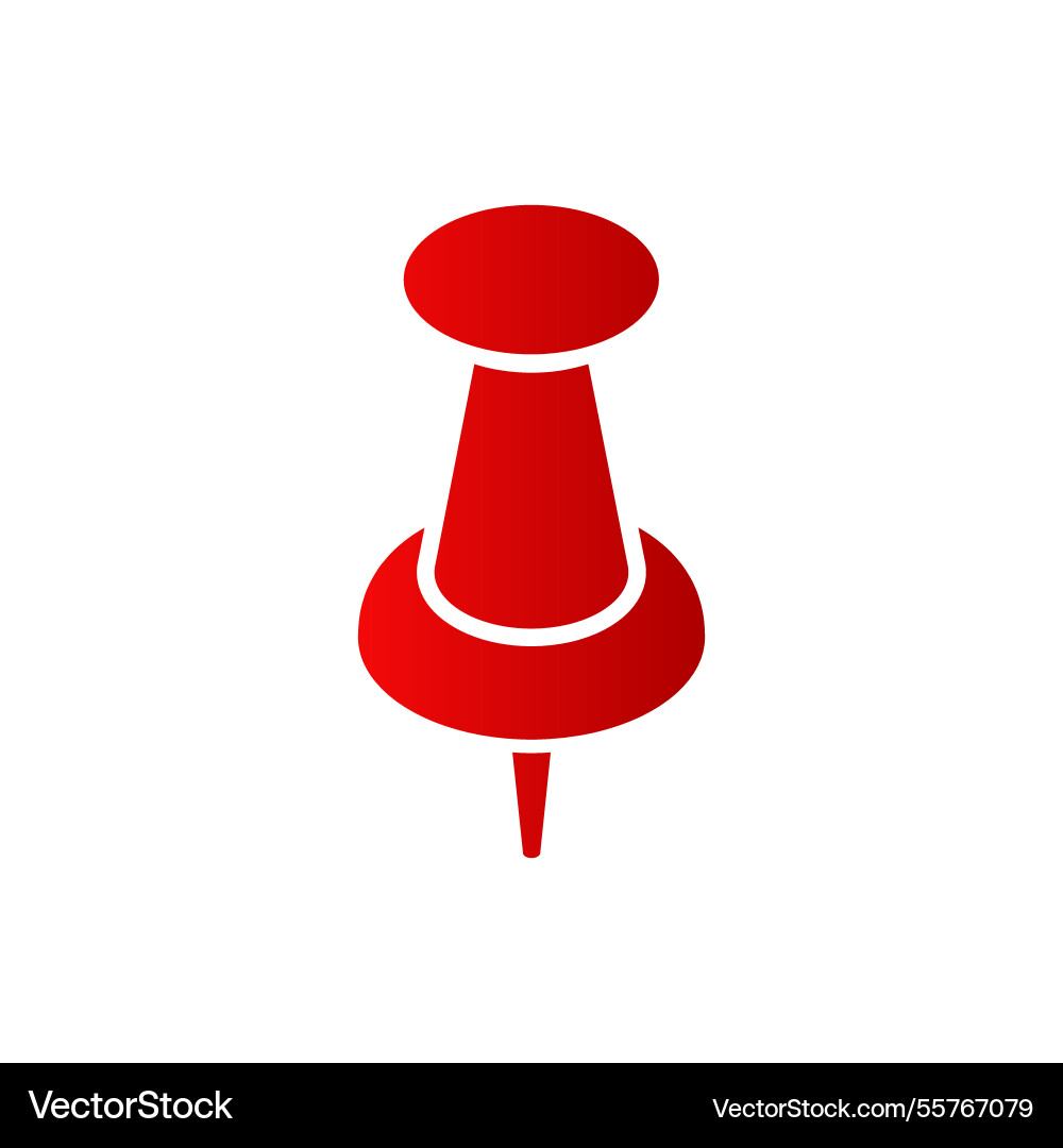 Bright red pushpin with metallic point focused Vector Image