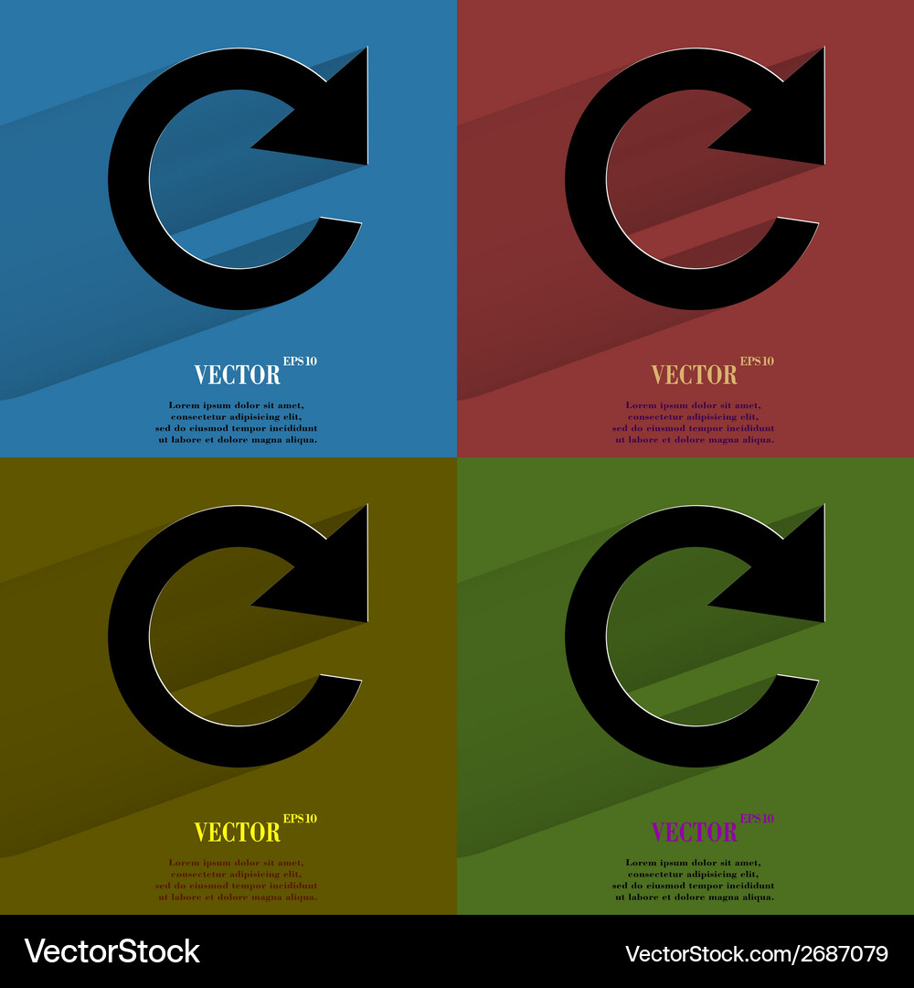 Color set arrow update flat modern web button Vector Image