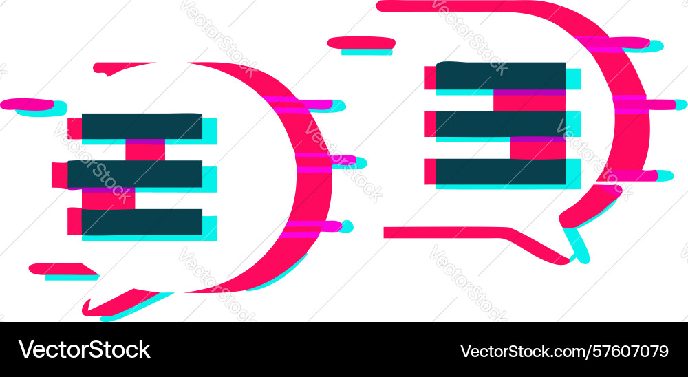 Distorted digital block speech bubbles design vector image