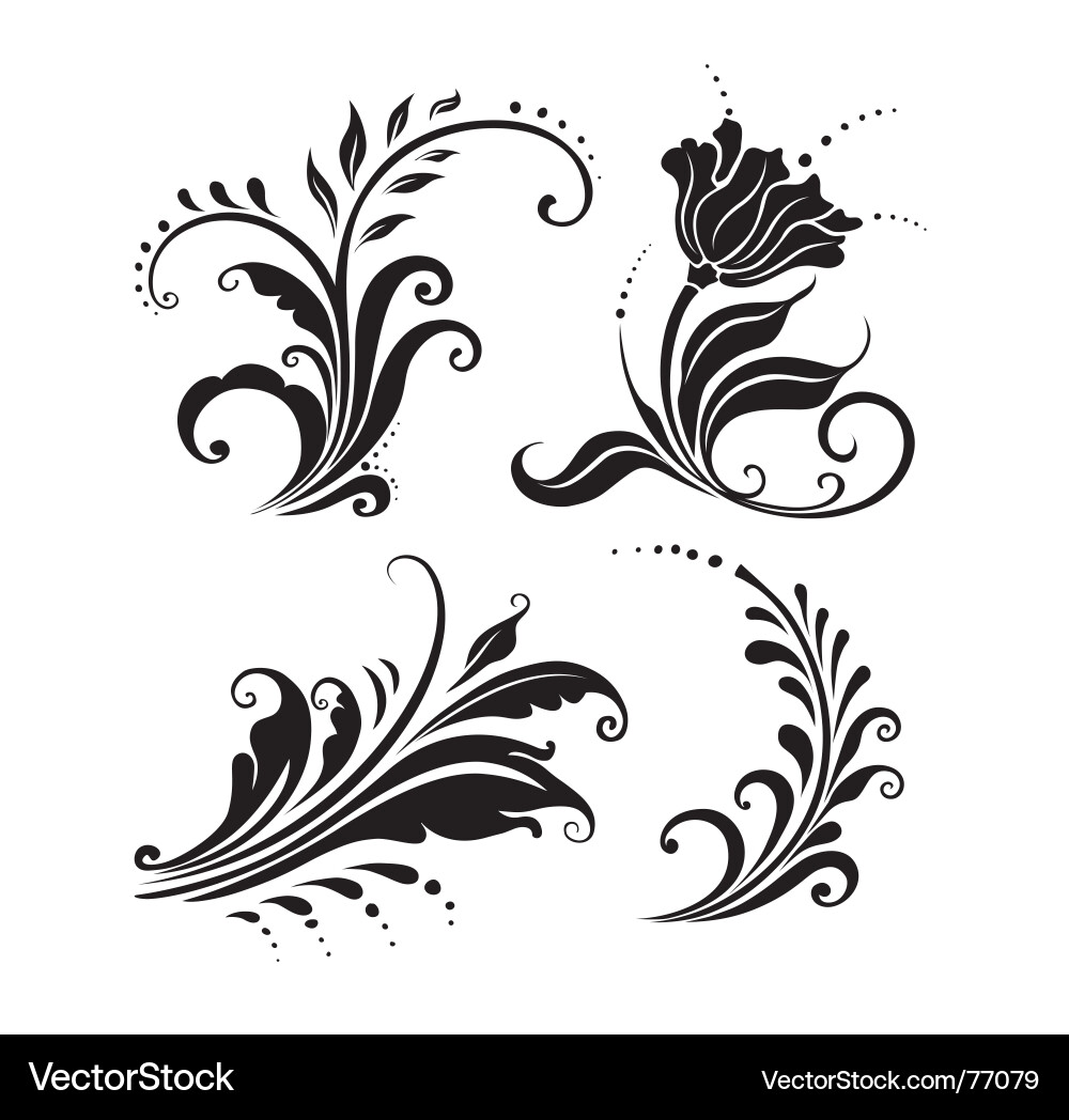 Elegant Floral Swirls Vector Image
