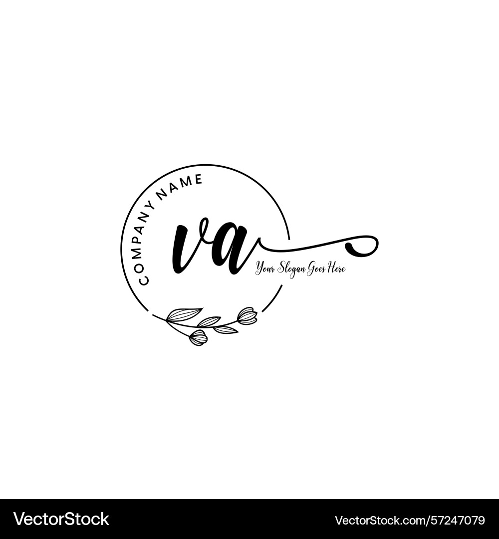 Elegant va initial logo design with botanical Elegant va initial logo design with botanical Vector Image
