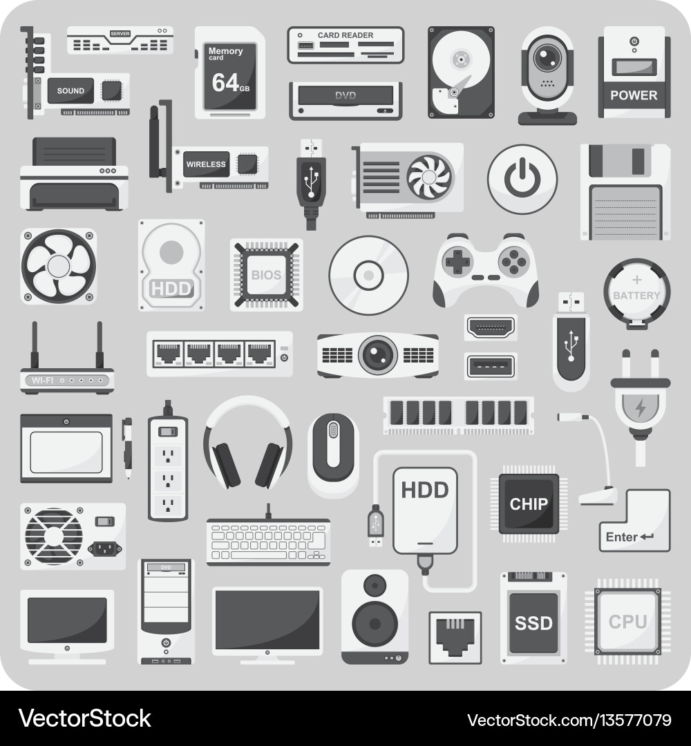 Flat Computer Icons Set vector image