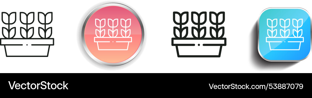 Flower pot icon thin linear regular and button Flower pot icon thin linear regular and button vector image