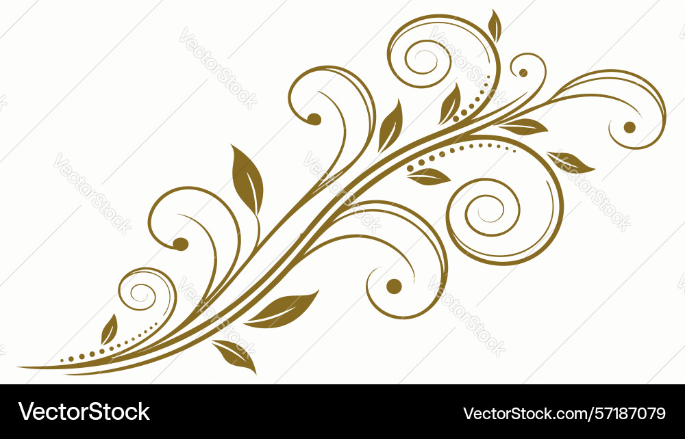 Graceful swirling leaf branch element design Vector Image