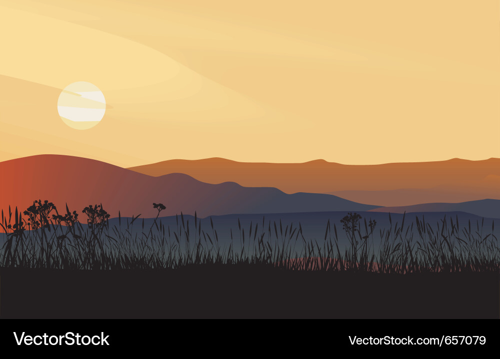Mountain Sunset Royalty Free Vector Image - VectorStock
