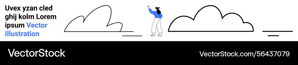 Person pointing at abstract shapes with minimal vector image