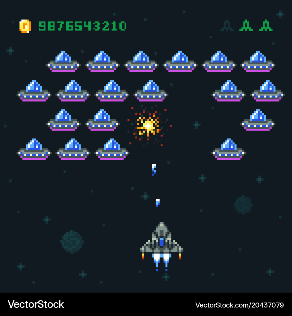 Pixel Invaders Arcade Game vector image