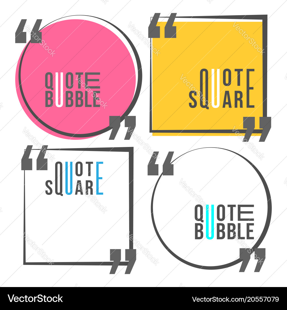 Quote square and speech bubble template set Vector Image