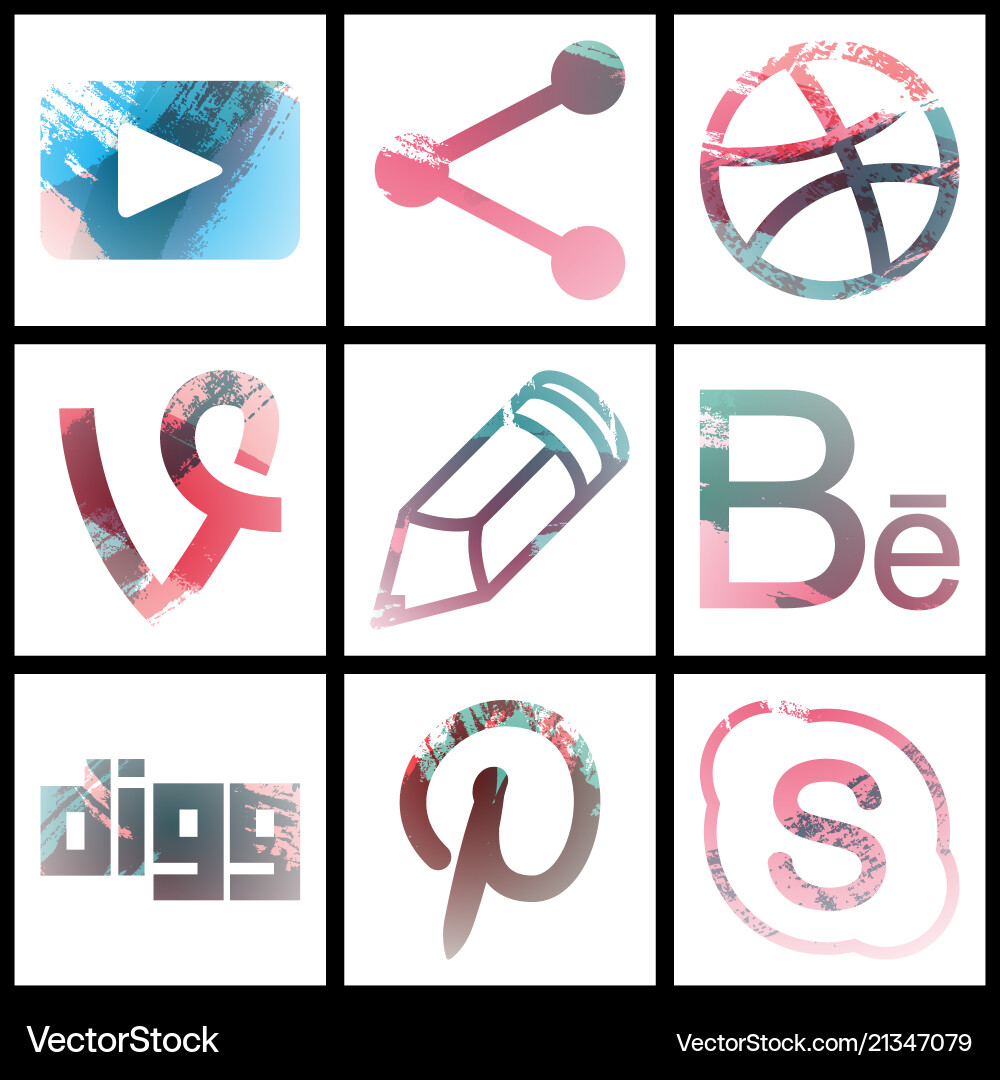 Set of social networking icons web design flat Set of social networking icons web design flat vector image