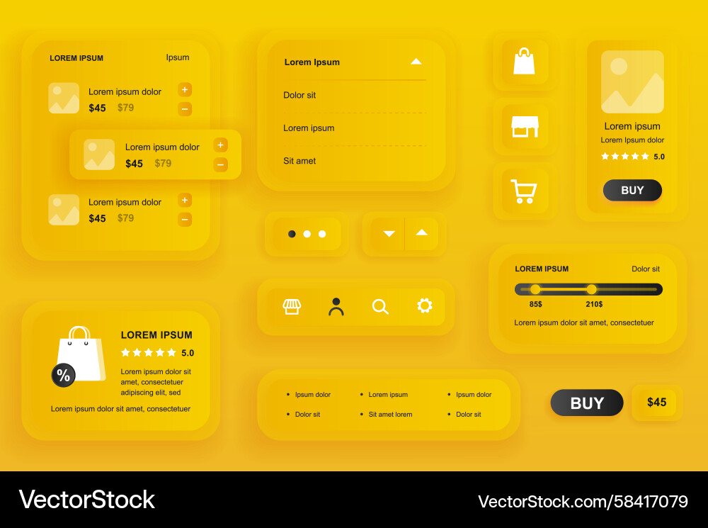 Shopping App UI Elements Vector Image