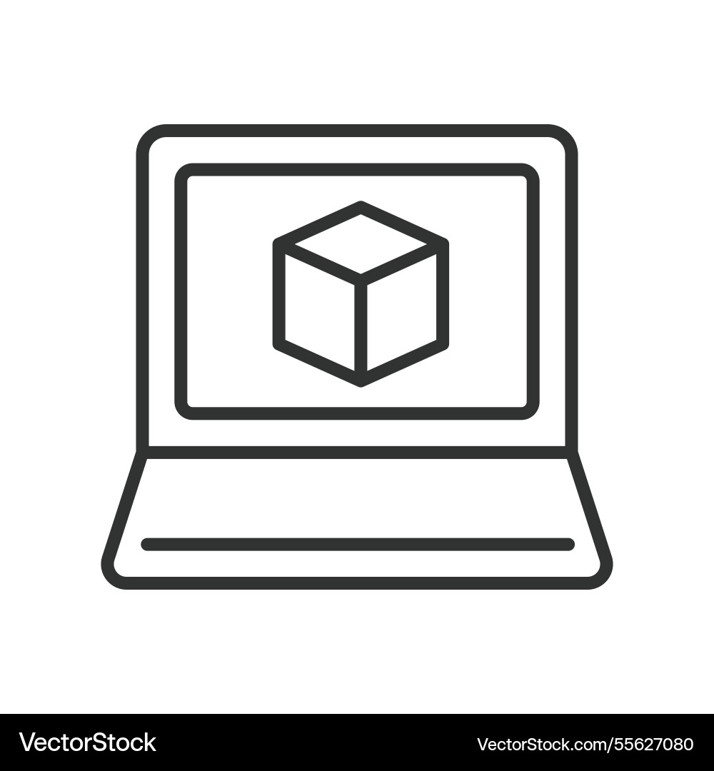 Cad icon in line design computer-aided vector image