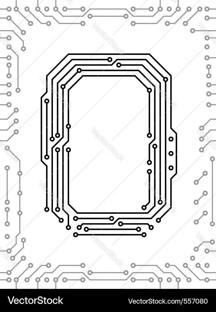 Circuit Board Alphabet - Letter O Vector Image