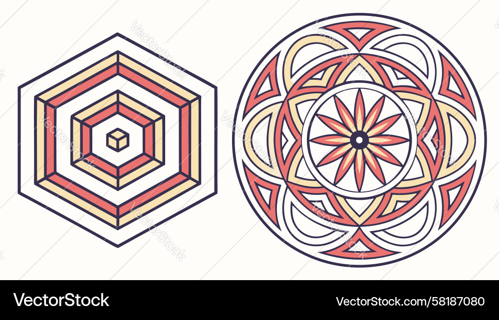 Complex Interlocking Geometric Pattern Vector Image