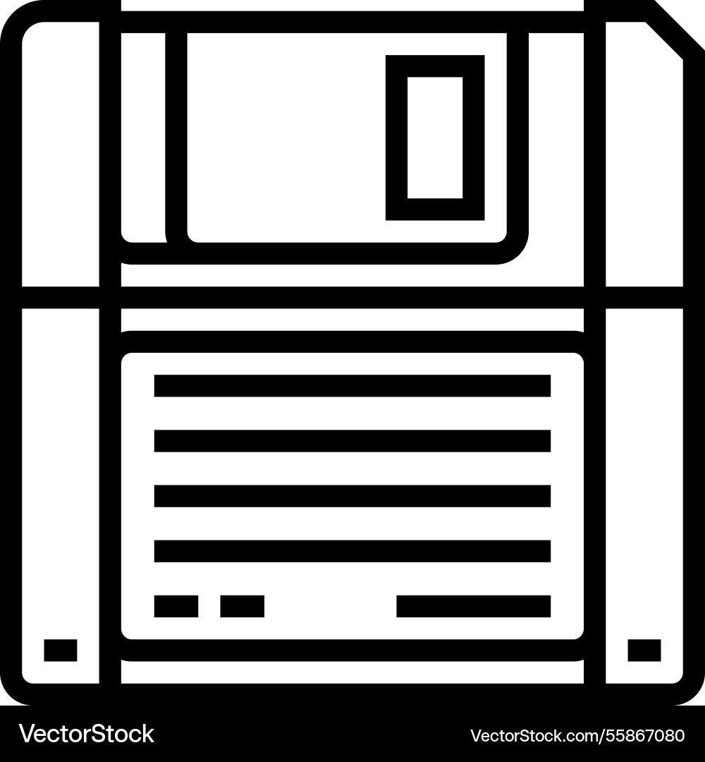 Digital data storage floppy disk line icon Digital data storage floppy disk line icon vector image