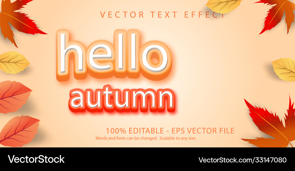Hello autumn text style editable Vector Image