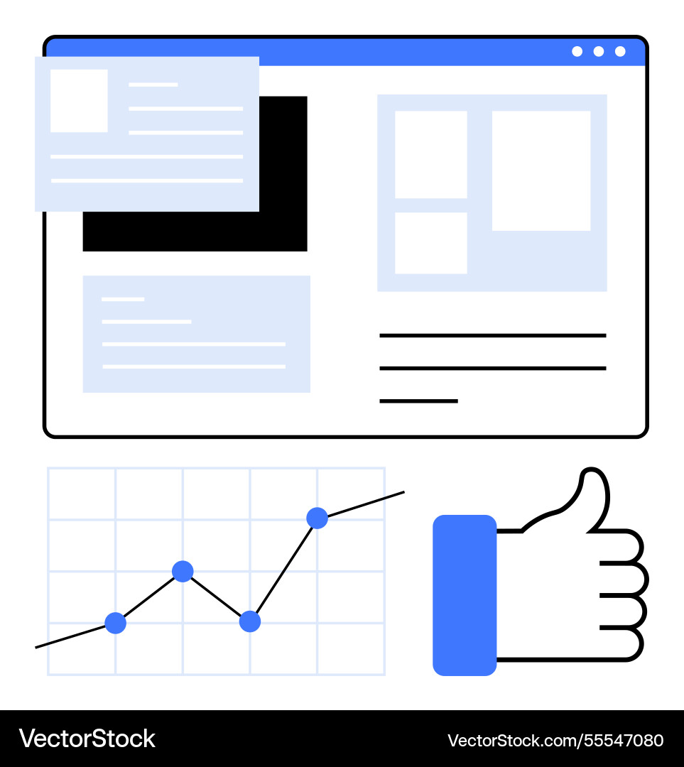Web interface with analytics chart and social Web interface with analytics chart and social vector image