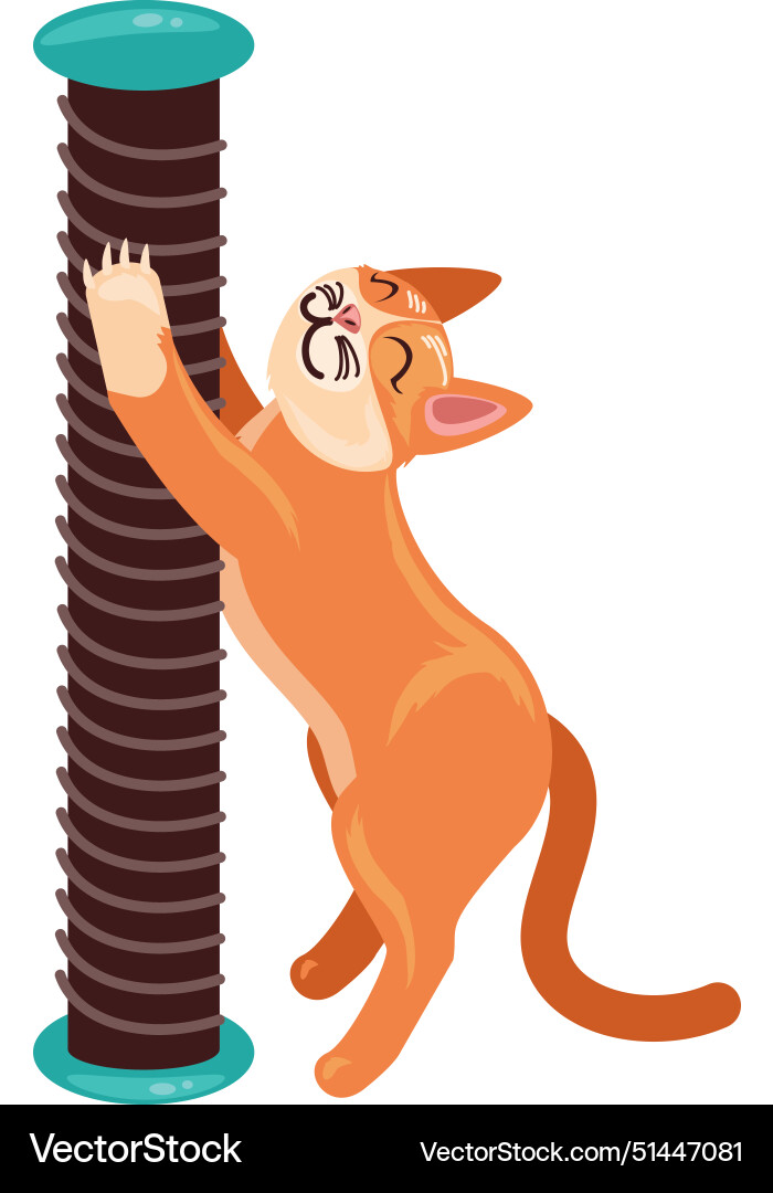 Cat with scratching post rope Royalty Free Vector Image
