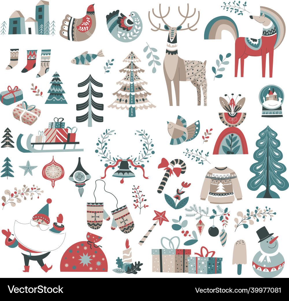 Christmas Holiday Decorations Vector Image