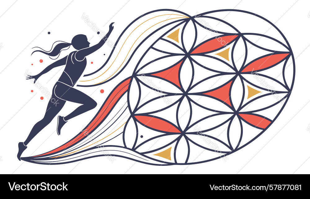 Dynamic motion person running with geometric flow Vector Image