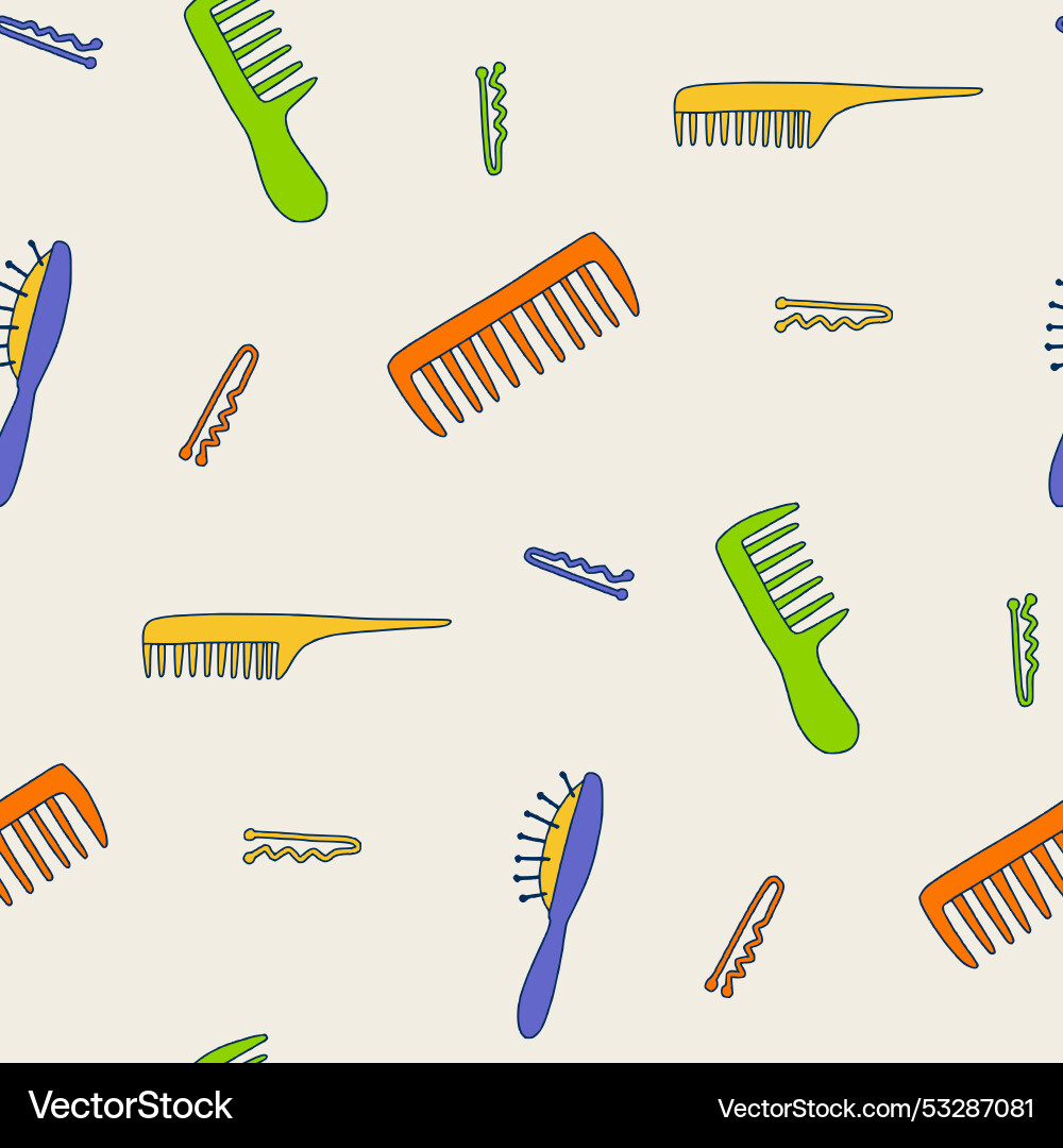 Hairbrush hairpin hair seamless pattern design Hairbrush hairpin hair seamless pattern design vector image