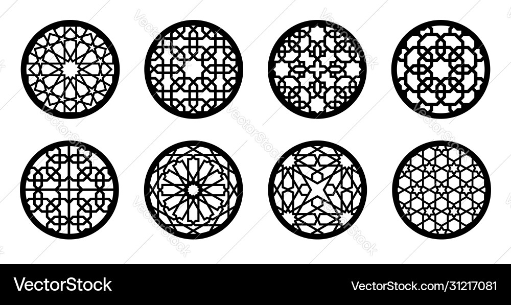 Islamic Circle Cutout Decor Set vector image