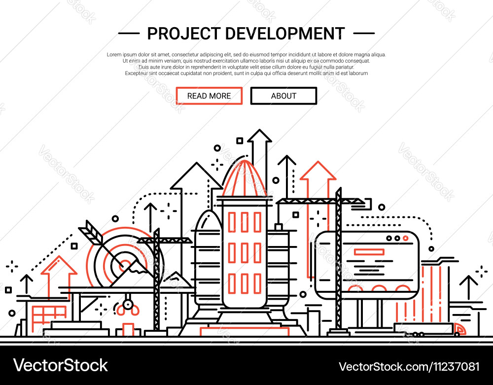 Project development - line design website banner Vector Image
