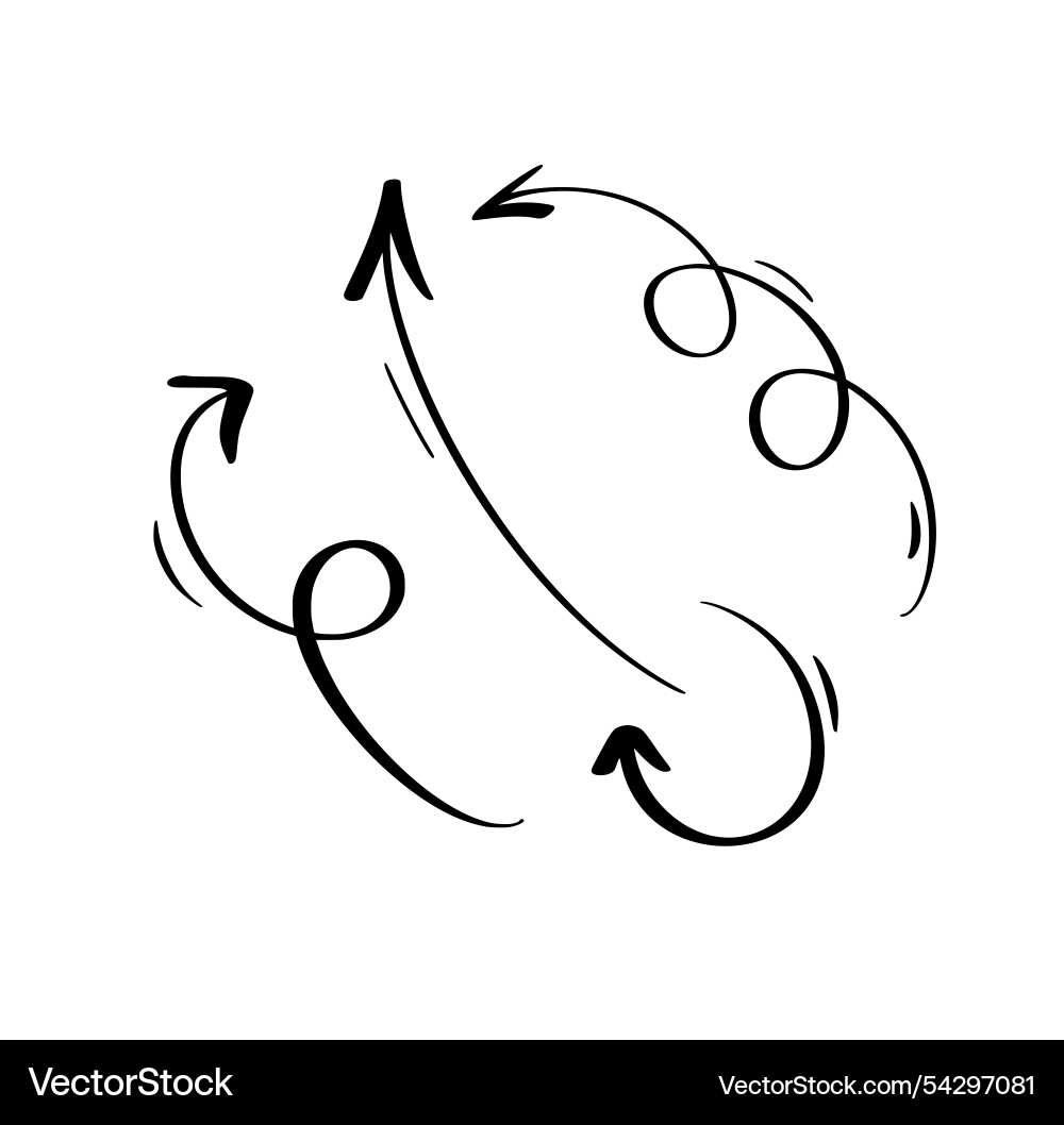 Set curved wavy arrow bundle simple for design Vector Image