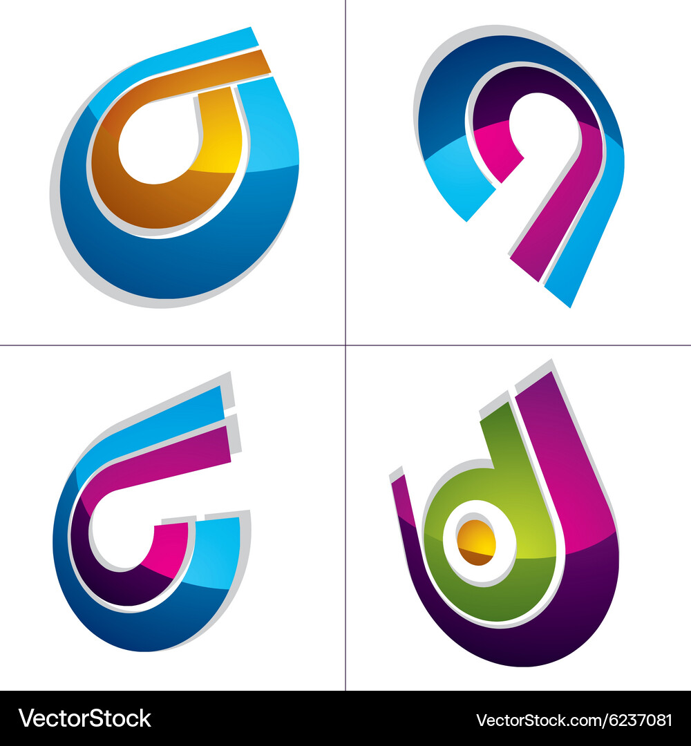 Three-dimensional colorful graphical icons set Vector Image