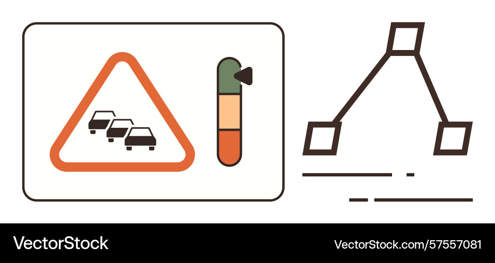 Traffic congestion warning with signal indicator Vector Image