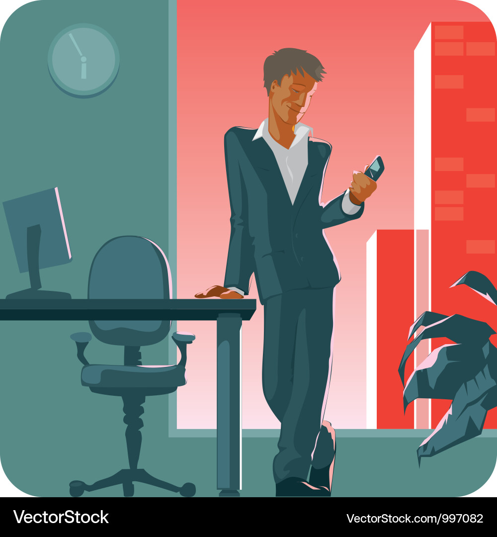 Business Man with Phone vector image