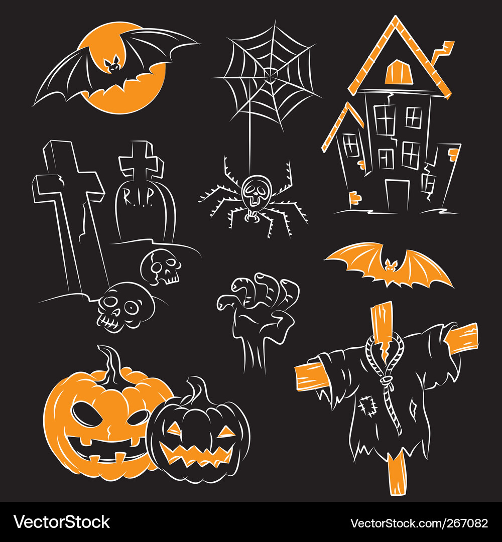 Halloween Decorations Set Vector Image