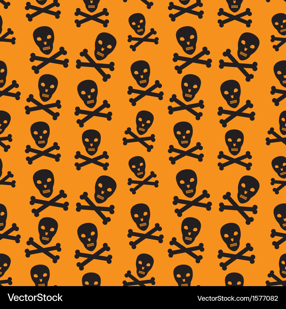 Orange background with skulls vector image