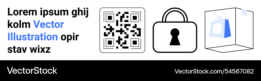 Qr code secure padlock and shopping bag Vector Image