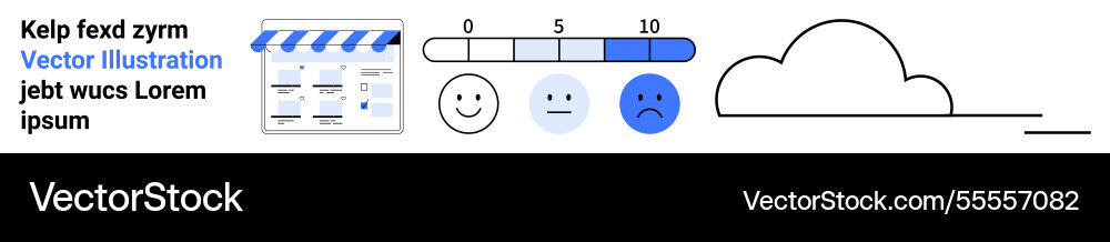 Rating scale with happy faces and cloud graphics vector image