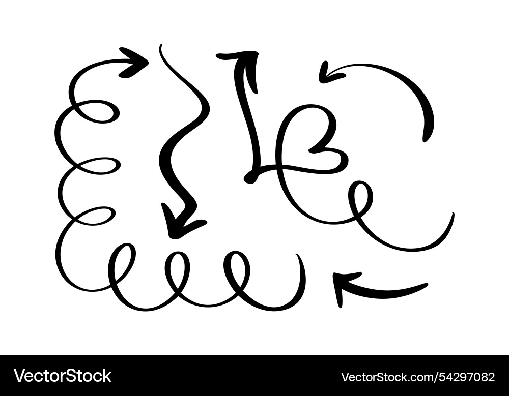 Set curved wavy arrow bundle simple for design Vector Image