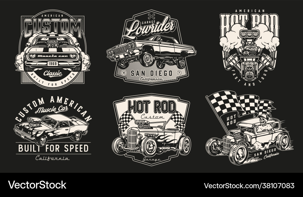 Classic American Muscle Cars Vector Image